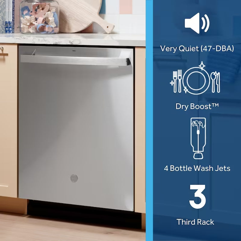 24-In Top Control Built-In Dishwasher with Third Rack ( Finrprint Resistant Stainless Steel ) ENERGY STAR, 47-Decibel Very Quiet Sound Level