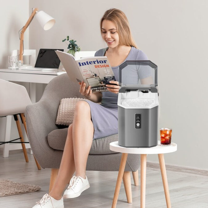 33-Lb Ice per Day Countertop or Portable Nugget/Pebble Ice Maker ( Grey )