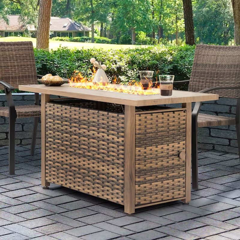 43-In W 50000 Maximum Btus Iron Rectangle Liquid Propane Fire Pit Table