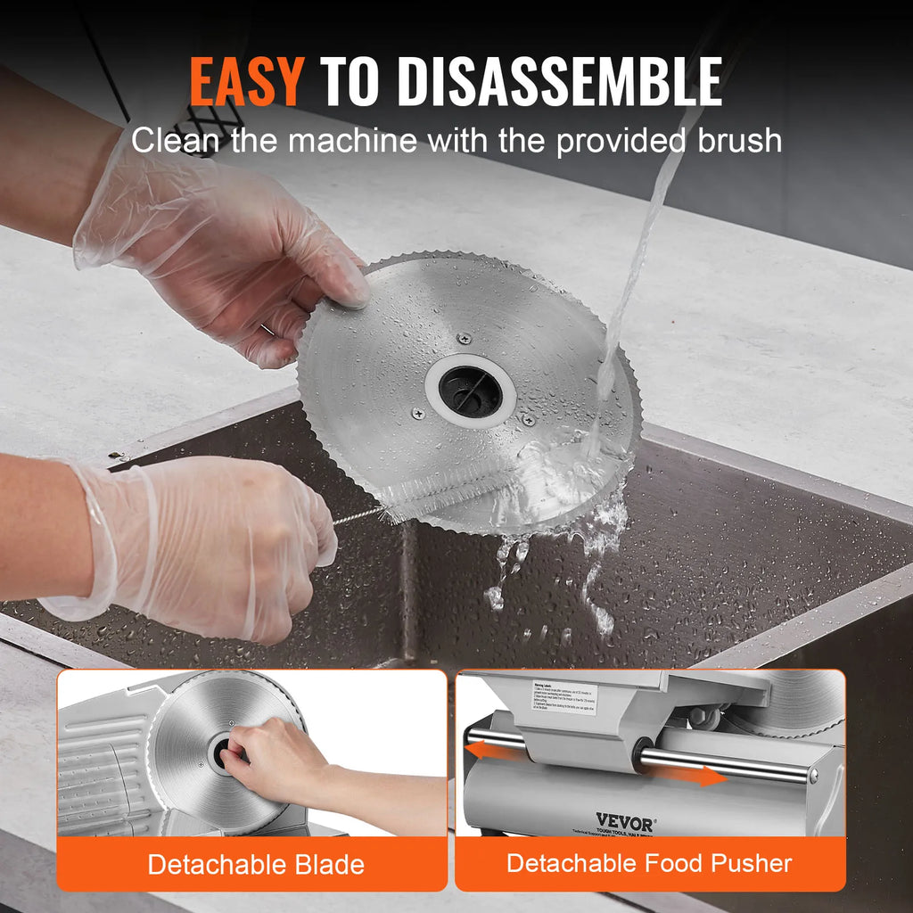 Succebuy Meat Slicer Electric Deli Food Slicer SUS 420 Stainless Steel Blade and Blade Guard Adjustable Thickness for Home Use