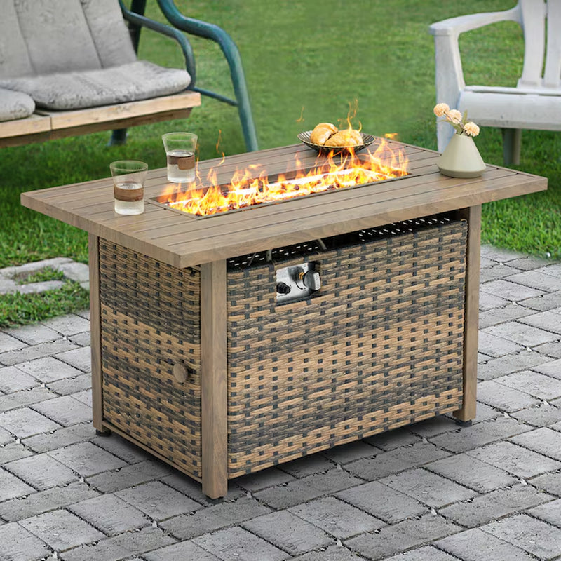 43-In W 50000 Maximum Btus Iron Rectangle Liquid Propane Fire Pit Table