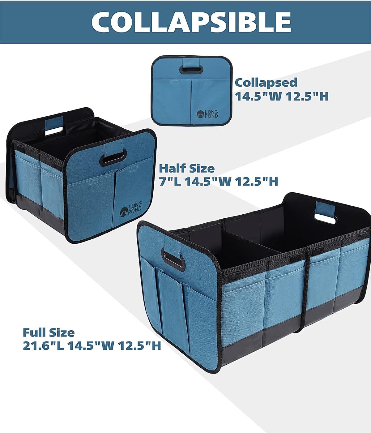 Car Trunk Organizer, Storage for Suvs or Sedans, Foldable Cargo Containers with 9 Pockets and Reinforced Handles, with Non-Slip Bottom, Collapsible Storage for Suvs, Sedans, or Any Cars