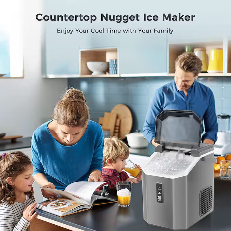 33-Lb Ice per Day Countertop or Portable Nugget/Pebble Ice Maker ( Grey )
