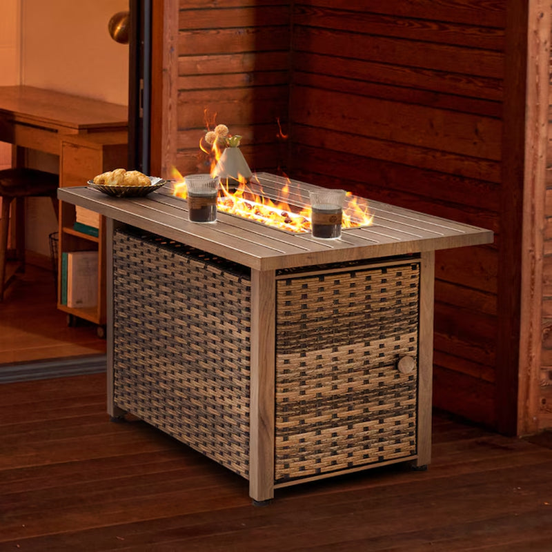 43-In W 50000 Maximum Btus Iron Rectangle Liquid Propane Fire Pit Table