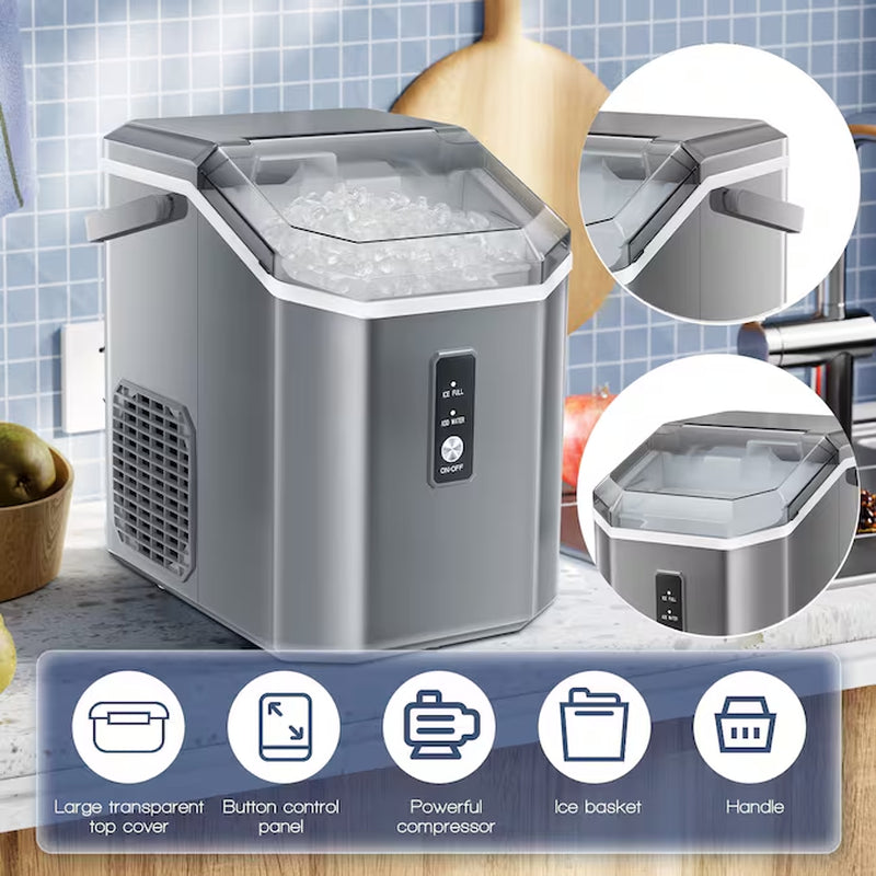 33-Lb Ice per Day Countertop or Portable Nugget/Pebble Ice Maker ( Grey )