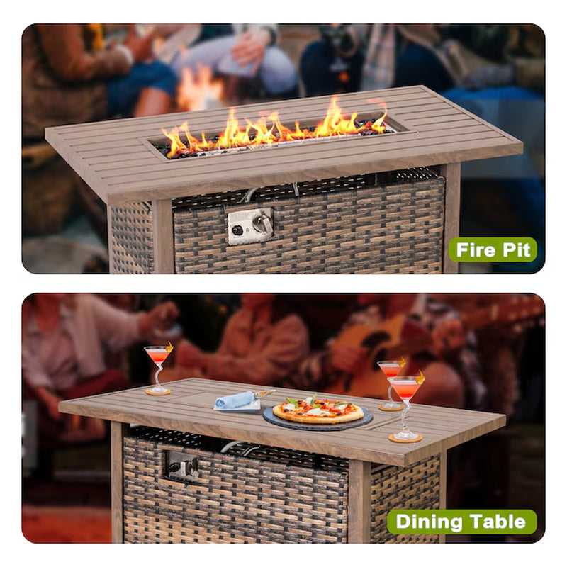 43-In W 50000 Maximum Btus Iron Rectangle Liquid Propane Fire Pit Table