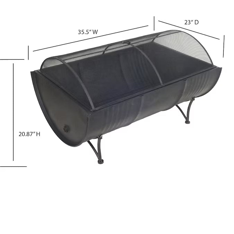35.5-In W Iron Oval Portable Wood-Burning Fire Pit