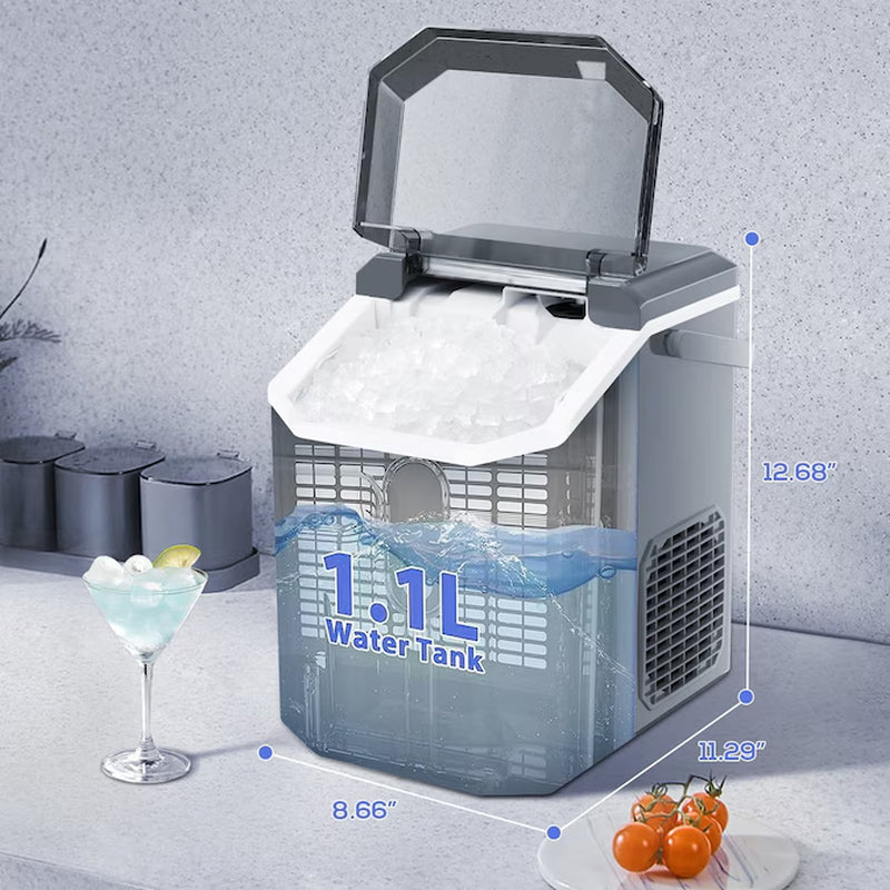33-Lb Ice per Day Countertop or Portable Nugget/Pebble Ice Maker ( Grey )