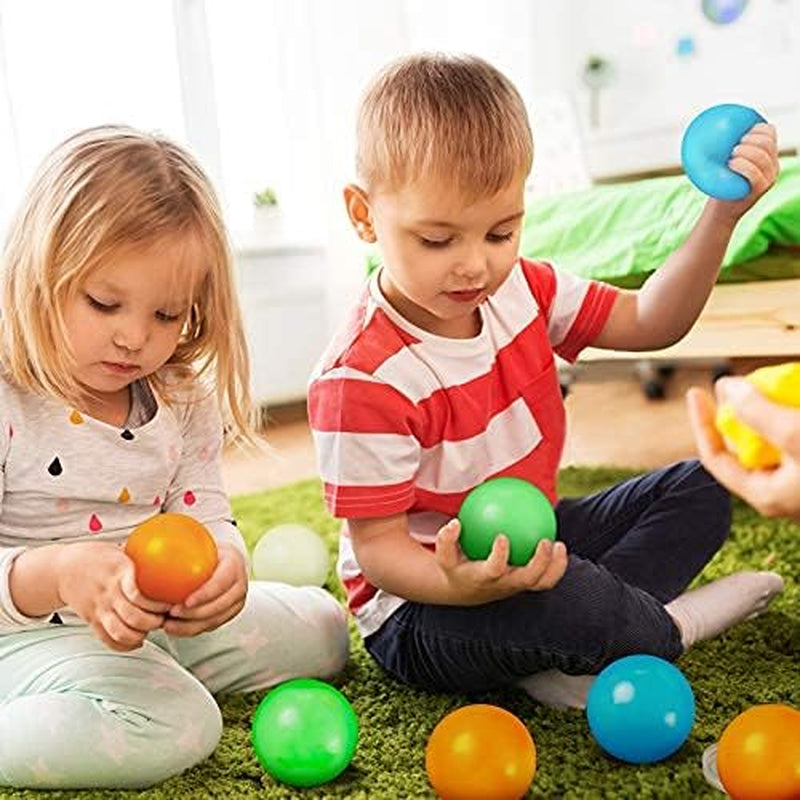 8 Pieces Glow in the Dark Sticky Balls Elevated Glowing Stress Balls Relax Cool ASMR Stuff Toy for Ceiling Wall Adults(1.8 Inches,White, Blue, Orange, Green)