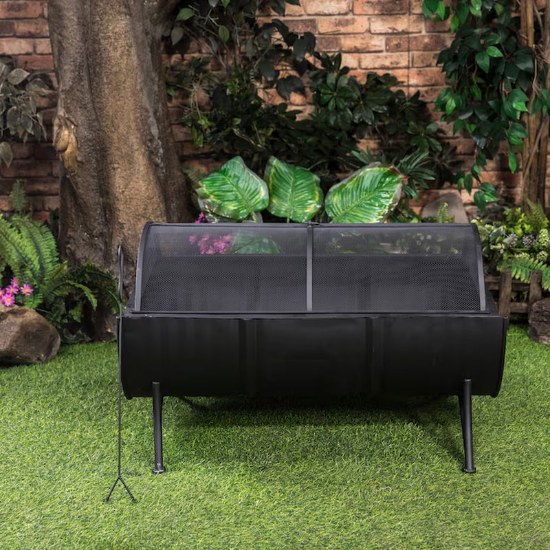 35.5-In W Iron Oval Portable Wood-Burning Fire Pit