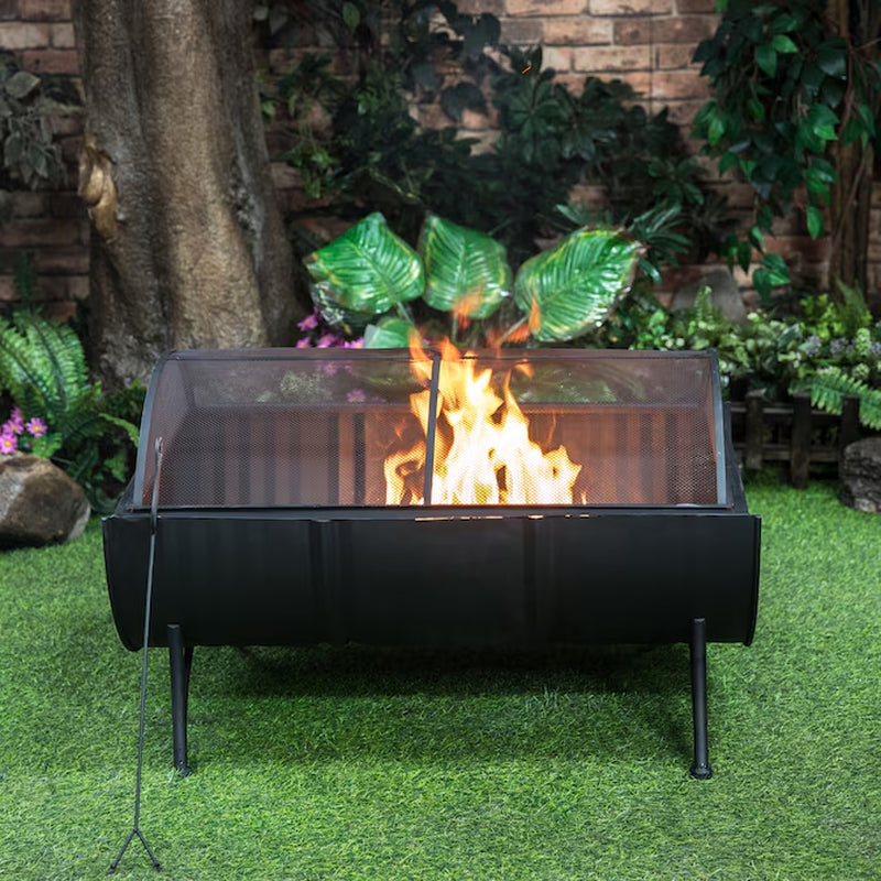 35.5-In W Iron Oval Portable Wood-Burning Fire Pit