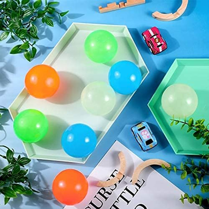 8 Pieces Glow in the Dark Sticky Balls Elevated Glowing Stress Balls Relax Cool ASMR Stuff Toy for Ceiling Wall Adults(1.8 Inches,White, Blue, Orange, Green)