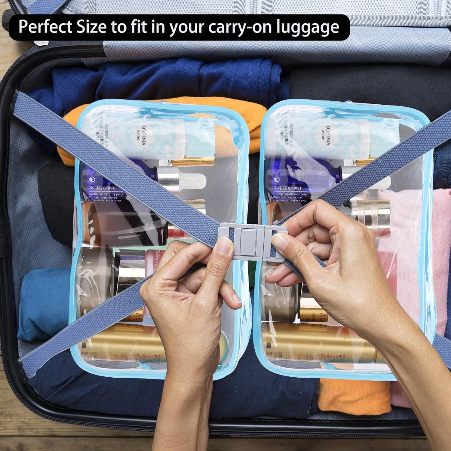 10 Pcs Clear Cosmetic Bags Small Makeup Bags Portable Waterproof Travel Toiletry Bags Colorful Organizer, 7.5"X 4.8"X 2.3"