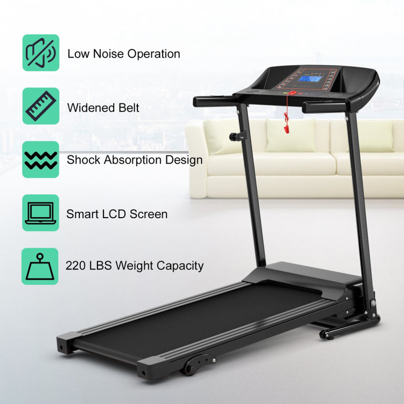 1.0 HP Foldable Treadmill Electric Support Mobile Power