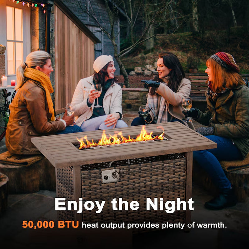 43-In W 50000 Maximum Btus Iron Rectangle Liquid Propane Fire Pit Table
