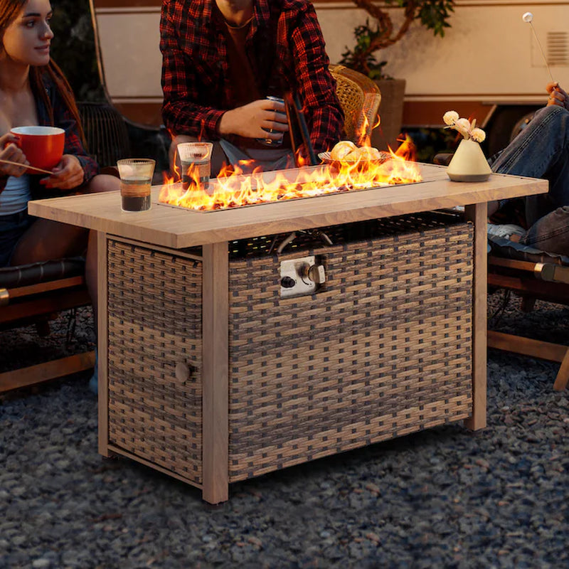 43-In W 50000 Maximum Btus Iron Rectangle Liquid Propane Fire Pit Table