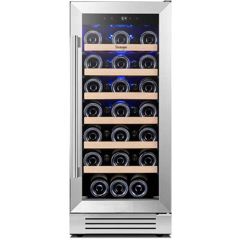 15-In W 33 -Bottles Stainless Steel Built-In/Freestanding Indoor Wine Cooler