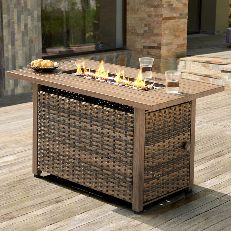 43-In W 50000 Maximum Btus Iron Rectangle Liquid Propane Fire Pit Table