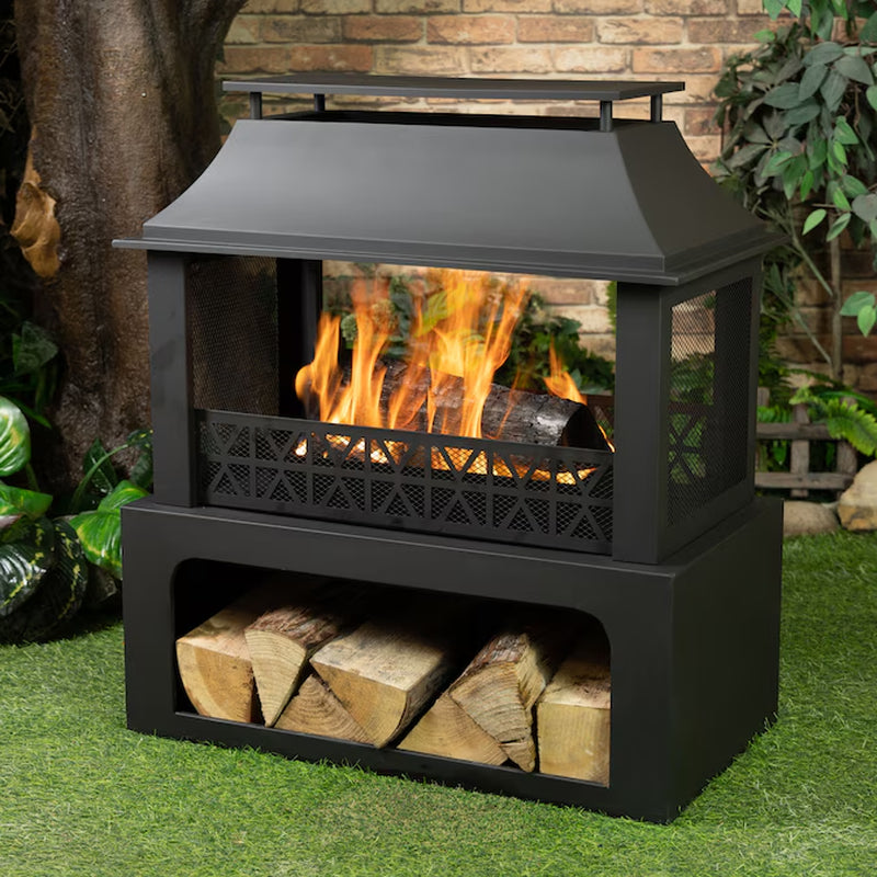 32.3-In W Steel Rectangle Portable Wood-Burning Fire Pit