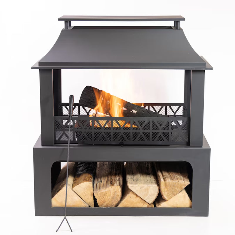 32.3-In W Steel Rectangle Portable Wood-Burning Fire Pit