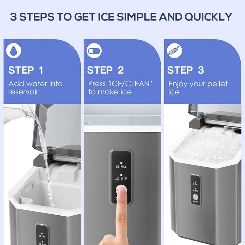 33-Lb Ice per Day Countertop or Portable Nugget/Pebble Ice Maker ( Grey )