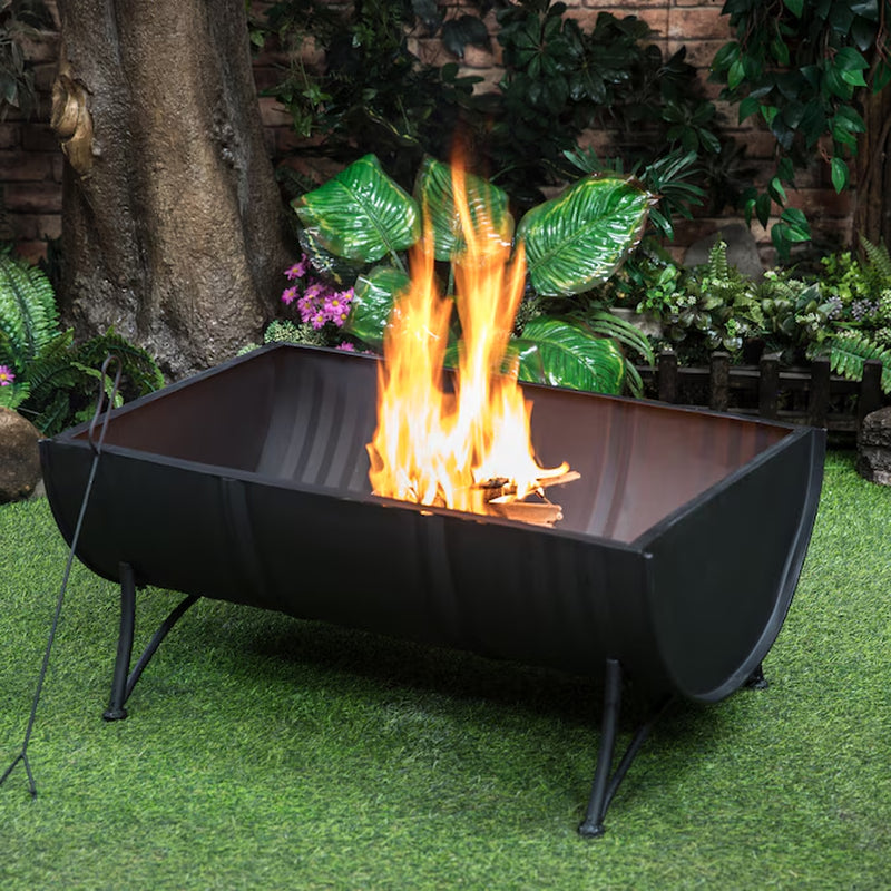 35.5-In W Iron Oval Portable Wood-Burning Fire Pit