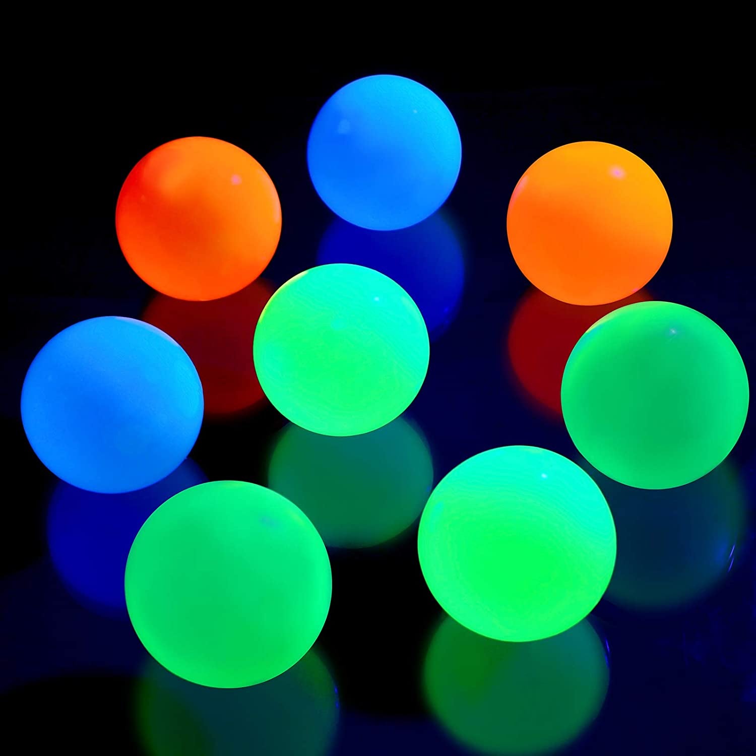 8 Pieces Glow in the Dark Sticky Balls Elevated Glowing Stress Balls Relax Cool ASMR Stuff Toy for Ceiling Wall Adults(1.8 Inches,White, Blue, Orange, Green)