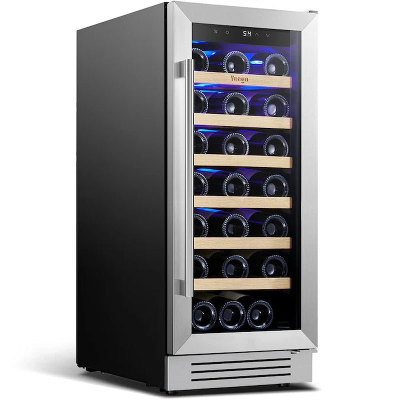 15-In W 33 -Bottles Stainless Steel Built-In/Freestanding Indoor Wine Cooler